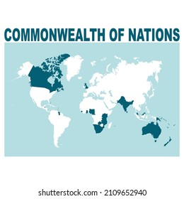 vector map with location of the Commonwealth of Nations for your project