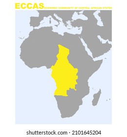 Vector Map With Location Of The Economic Community Of Central African States For Your Project