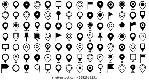 Marcadores de localização de mapas vetoriais. Símbolo de localização GPS. Coleção de marcadores de mapa moderna. Elementos para seu design.
