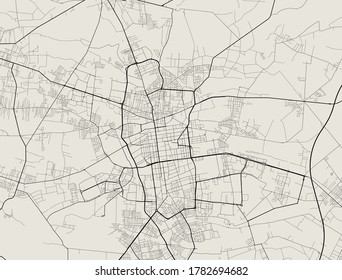 Vector map of Lodz. Street map poster illustration. Lodz map art.