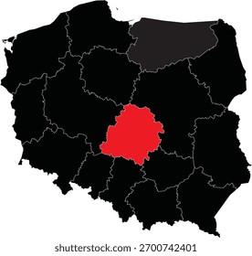 Karte von Lodzkie auf der Karte von Polen