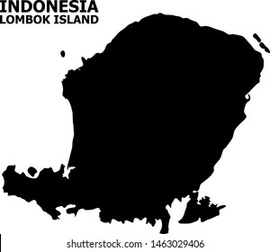 Vector Map of Lombok Island with caption. Map of Lombok Island is isolated on a white background. Simple flat geographic map.
