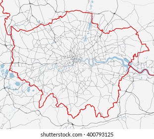 Vector Map Of London City. Roads