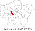 A vector map of London highlighting the borough of Hammersmith and Fulham. Ideal for geographical studies, regional reports, and data visualization projects.

