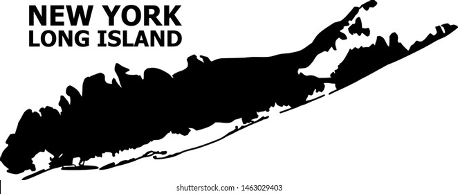 Vector Map of Long Island with title. Map of Long Island is isolated on a white background. Simple flat geographic map.