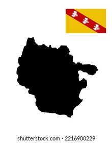 Vector map Lorraine flag province, France region. Lorraine silhouette map illustration isolated on white background. French territory. Map flag of Lorraine.