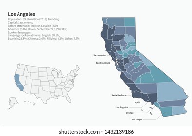 Vector Map Of Los Angeles, Usa.
LA Map. United States Map. 