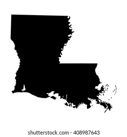 Vector map Louisiana. Isolated vector Illustration. Black on White background. EPS 8 Illustration.