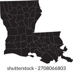 Vector Map of Louisiana State with Counties