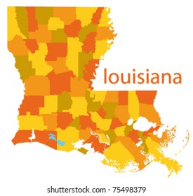 Vector Map Of Louisiana State, Usa