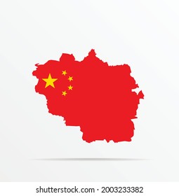 Vector map Luhansk People's Republic combined with People's Republic of China flag.