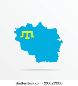 Mapa vectorial de la República Popular de Luhansk combinado con la bandera de los tártaros de Crimea.