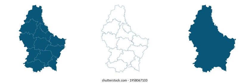 Vector map Luxembourg. Isolated vector Illustration. Black on White background.