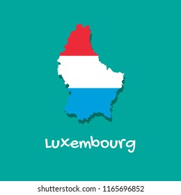 Vector map of Luxembourg painted in the colors of the flag. The country's borders with shadow. Isolated vector illustration.