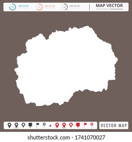 Vector map of Macedonia Brown background and pins icon.