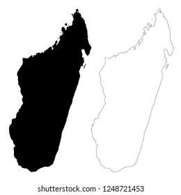 Vector map Madagascar. Isolated vector Illustration. Outline and vector. Black on White background. EPS 10 Illustration.