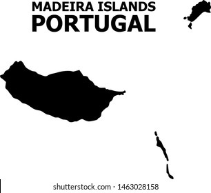 Vector Map of Madeira Islands with title. Map of Madeira Islands is isolated on a white background. Simple flat geographic map.