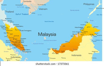 Vector Map Of Malaysia Country