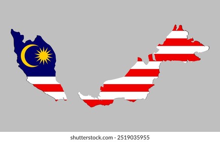 Vector map of malaysia with flag. Vector illustration