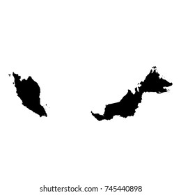 Vector map Malaysia. Isolated vector Illustration. Black on White background. EPS 10 Illustration.