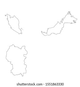 Vector map Malaysia and Kuala Lumpur. Country and capital. Isolated vector Illustration. Outline. EPS 10 Illustration.