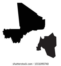 Vector map Mali and Bamako. Country and capital. Isolated vector Illustration. Black on White background. EPS 10 Illustration.