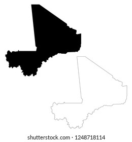 Vector map Mali. Isolated vector Illustration. Outline and vector. Black on White background. EPS 10 Illustration.
