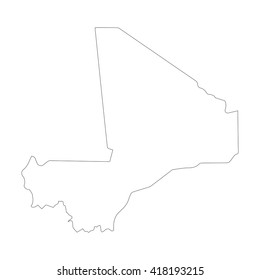 Vector map Mali. Outline map. Isolated vector Illustration. Black on White background. EPS 8 Illustration.