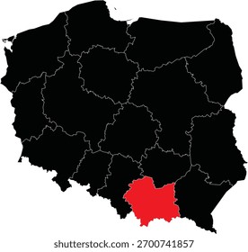 Karte von Malopolskie auf der Karte von Polen