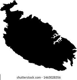 Vector Map of Malta Island with name. Map of Malta Island is isolated on a white background. Simple flat geographic map.