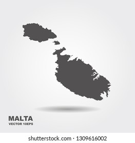 Vector map Malta. Isolated vector Illustration. Flat vector icon with shadow