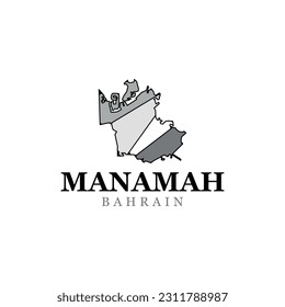 Vector map of Manamah, vector illustration, flat icons. Image for infographic design, website, banner, map