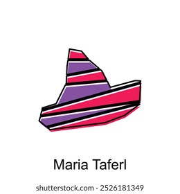 Mapa de Vector de Maria Taferl. Bordes de color para su infografía. Plantilla de diseño de Ilustración vectorial