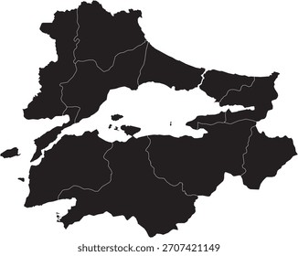 Vector Map of Marmara Region of Turkey Isolated Silhouette