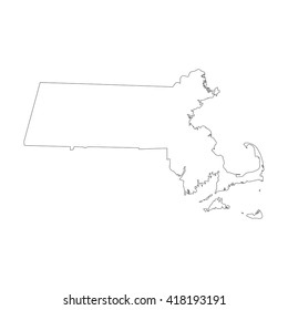 Vector map Massachusetts. Outline map. Isolated vector Illustration. Black on White background. EPS 8 Illustration.