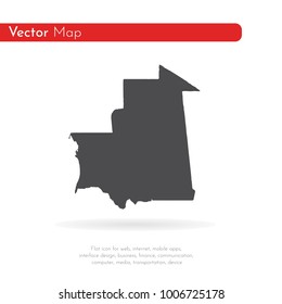 Vector map Mauritania. Isolated vector Illustration. Black on White background. EPS 10 Illustration.
