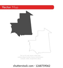 Vector map Mauritania. Isolated vector Illustration. Black on White background. EPS 10 Illustration.