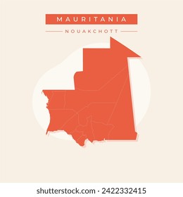 Vector map Mauritania. Isolated vector Illustration. Black on White background.