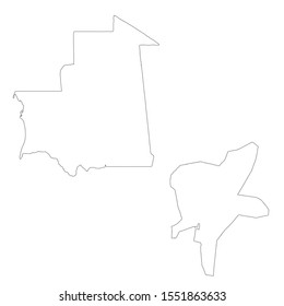 Vector map Mauritania and Nouakchott. Country and capital. Isolated vector Illustration. Outline. EPS 10 Illustration.