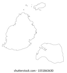Vector map Mauritius and Port louis. Country and capital. Isolated vector Illustration. Outline. EPS 10 Illustration.