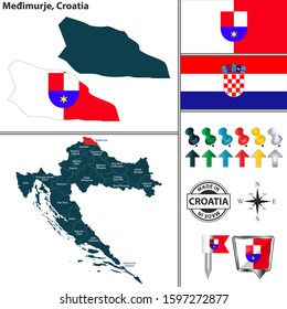 Vector map of Medimurje and location on Croatian map