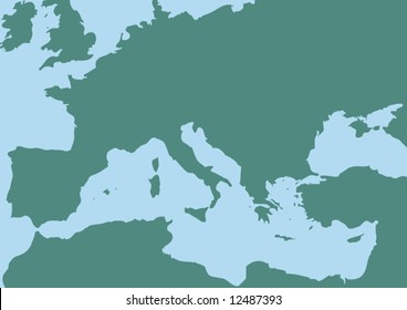 Vector Map Of The Mediterranean Sea
