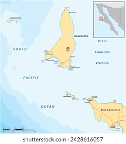 Vector map of the Mexican island of Cedros, Baja California