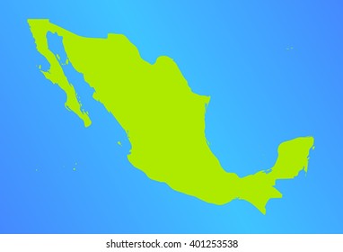 vector map of mexico in a modern style. green country on a blue background. vector illustration