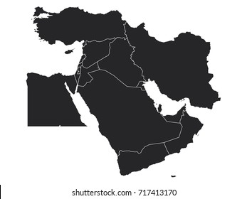 Vector map of Middle East