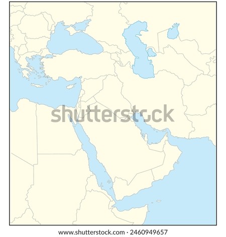 Vector map of Middle East, Arab country.