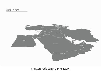 Vector Map Of Middle East Countries