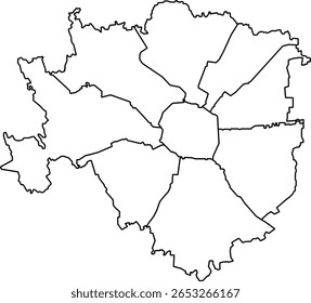 Vector map of Milan, Italy, showing streets, districts, landmarks, and transportation lines. Suitable for tourism, education, infographics, planning, and city design projects.