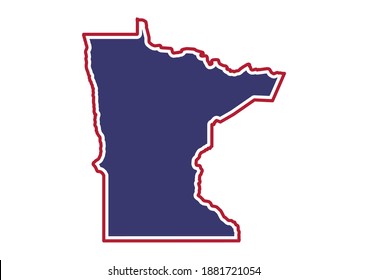 Vector map of  Minnesota with no text or label.  The map is painted in the colors American flag. A flat vector map is isolated on a white background.  The map is appropriate for prints of any size. 