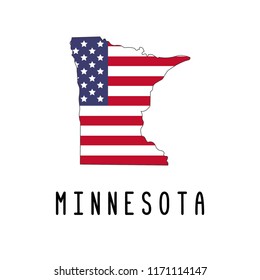 Vector map of Minnesota painted in the colors American flag. Silhouette or borders of USA state. Isolated vector illustration